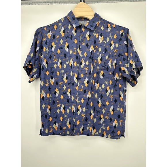 Vintage Men's Gramicci Purple Shirt Short Sleeve Palm Tree Print All Over Sz L - Picture 3 of 10